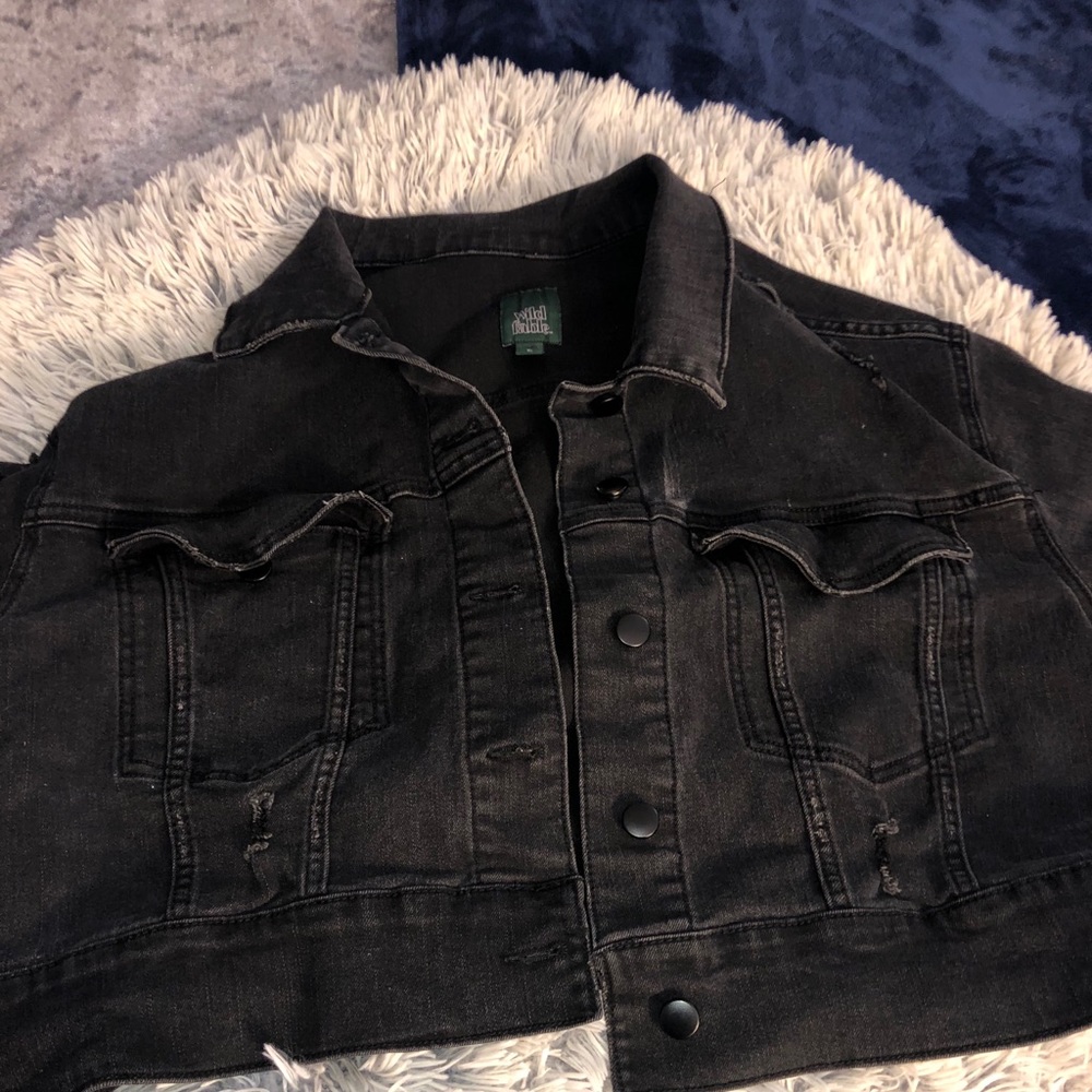 Distressed Black Denim Jacket
